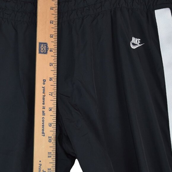Vintage Y2K Nike Women's Large Track Pants Black with White Stripes Mesh Line - Picture 4 of 7